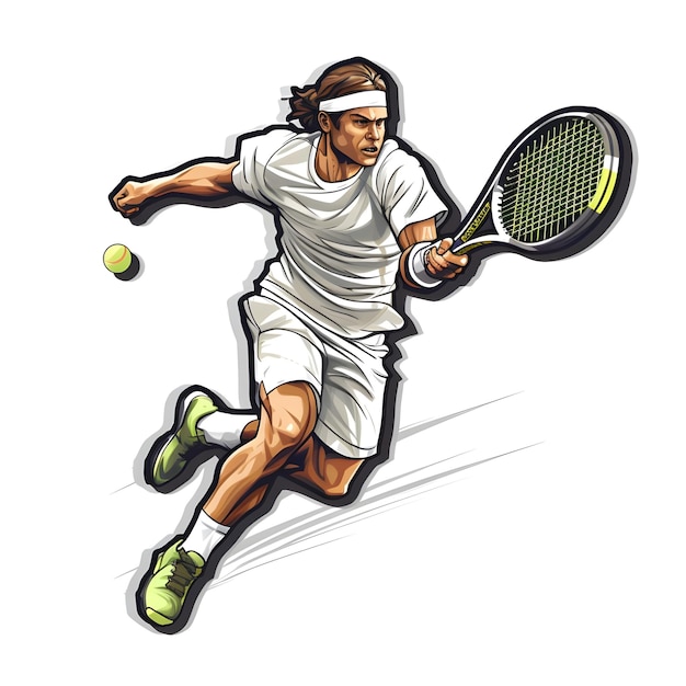 Tennisspeler illustratieontwerp in moderne en minimalistische platte vector stijl kunst