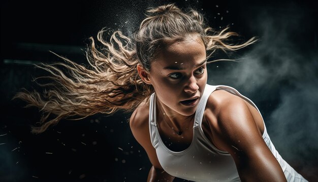 Foto tennisspeler redactionele dynamische fotografie in actie