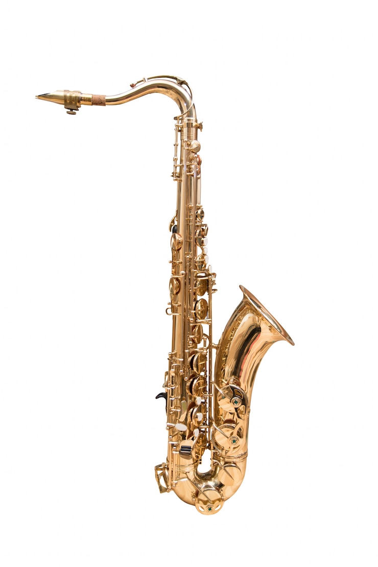 Photo tenor sax golden saxophone on white background