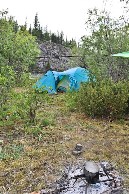 Tent on banks of the river