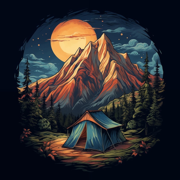 Tent camping mountain peak background