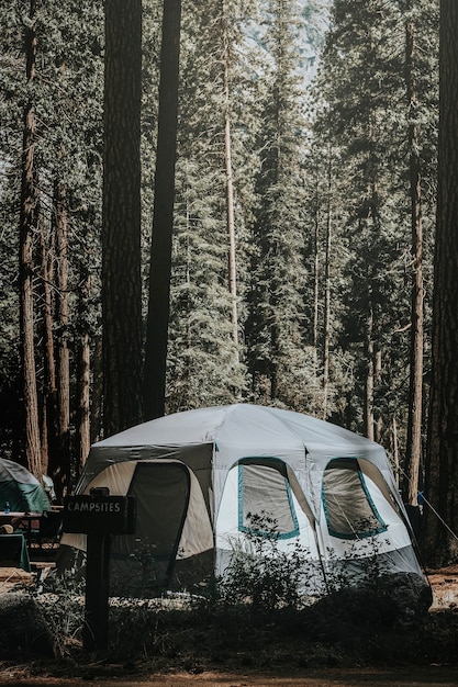 Tent at a campsite in the woods