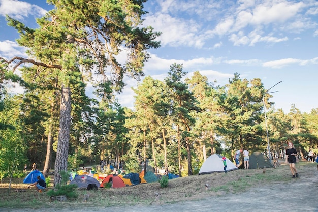 Tent city in the forest