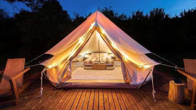 Tent at glamping night