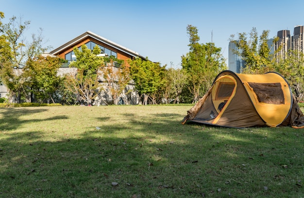 The tent is in the park, Qianjiang New Town, China, Hangzhou