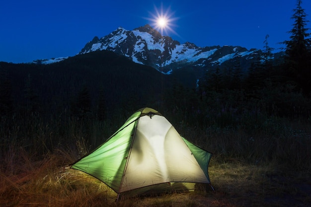 Tent in mountains