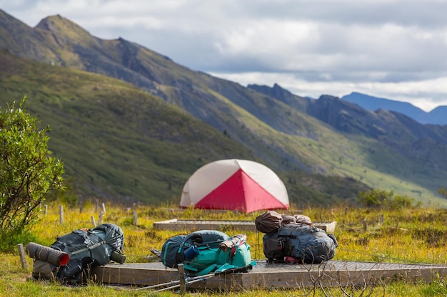 Tent in mountains