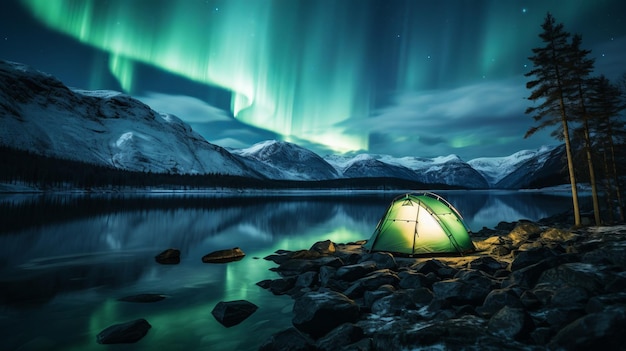 Tent Under Northern LightsIceland