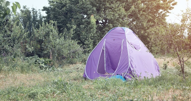 Tent in the summer forest