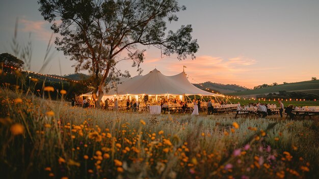 a tent with flowers and a sign that says  the word  on it