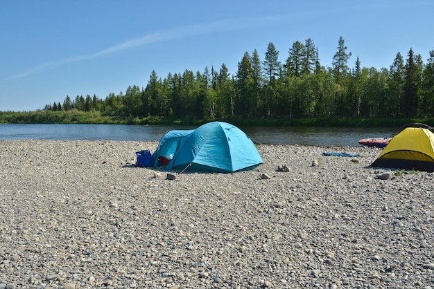 Tents on the banks of the northern river