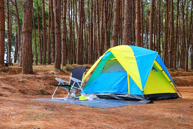 Tents and coffee equipment in the morning to relax