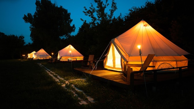 Tents at glamping night