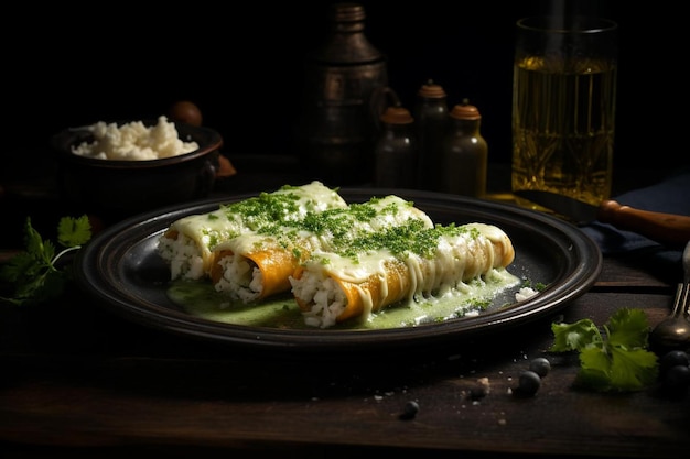 Tequila Lime Shrimp Enchiladas with Green Sauce