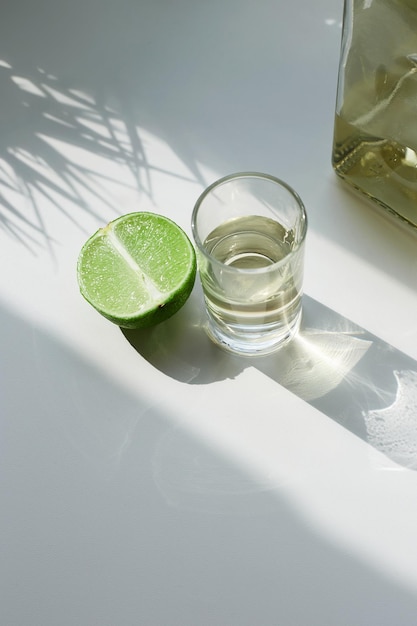 Tequila and lime in sunny Lights drinks still life