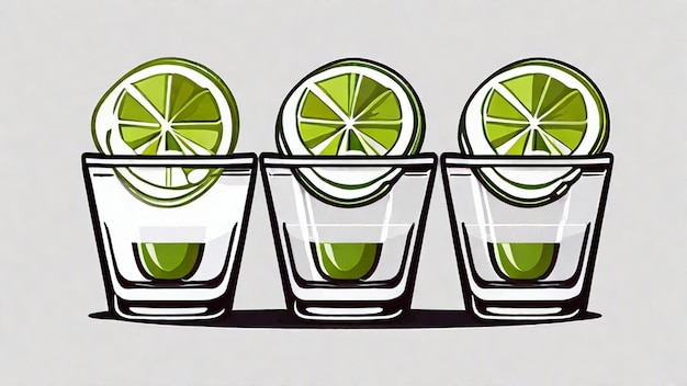 Photo tequila shots and lime slices