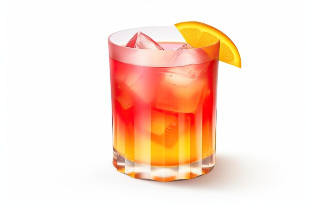 Photo tequila sunrise cocktail glass alone white background