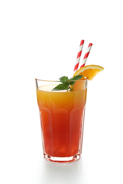 Tequila sunrise cocktail isolated on white background