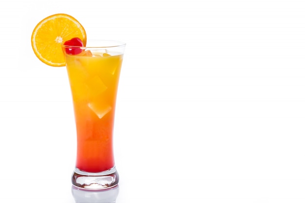 Tequila sunrise cocktail isolated on white