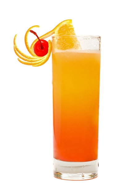 Tequila Sunrise Cocktail Isolated on White