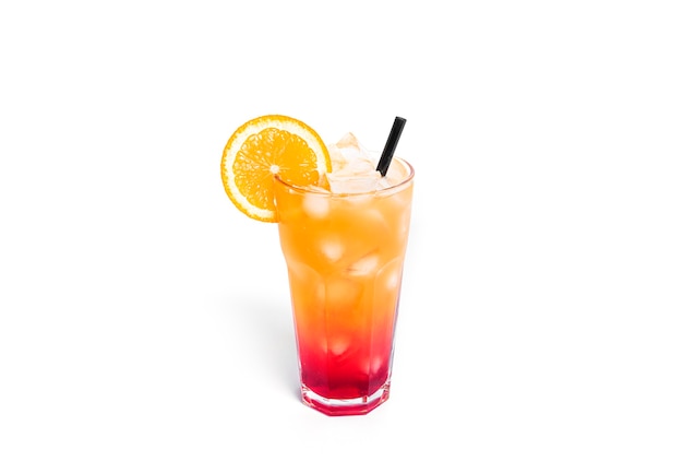 Photo tequila sunrise cocktail isolated on white.