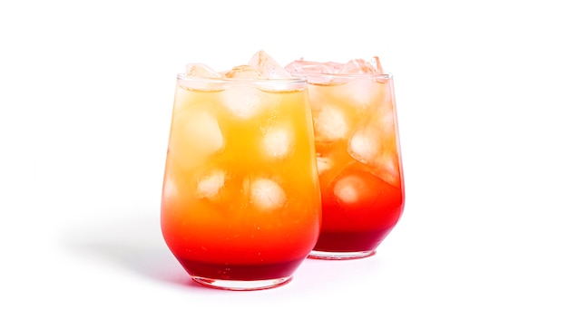 Tequila sunrise cocktail isolated.