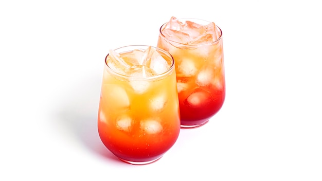 Tequila sunrise cocktail isolated.