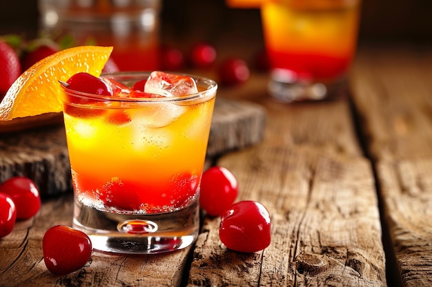 A tequila sunrise cocktail with a twist adding a new ingredient