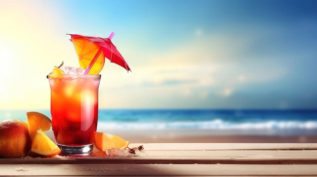 Tequila Sunrise Nippen aan een Tropisch Paradijs Generatieve AI