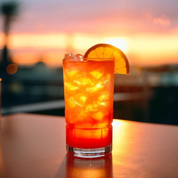 Tequila sunrise orange summer cocktail Exotic tasty cocktail