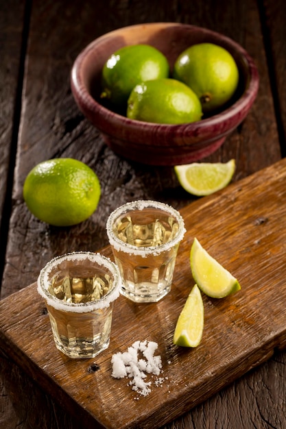 Tequila with lime and salt