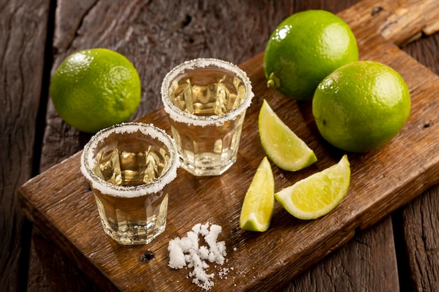 Tequila with lime and salt