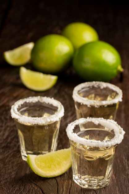 Tequila with lime and salt