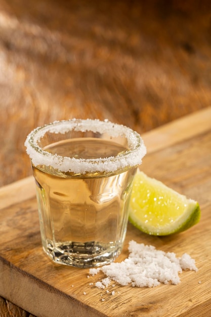 Tequila with lime and salt