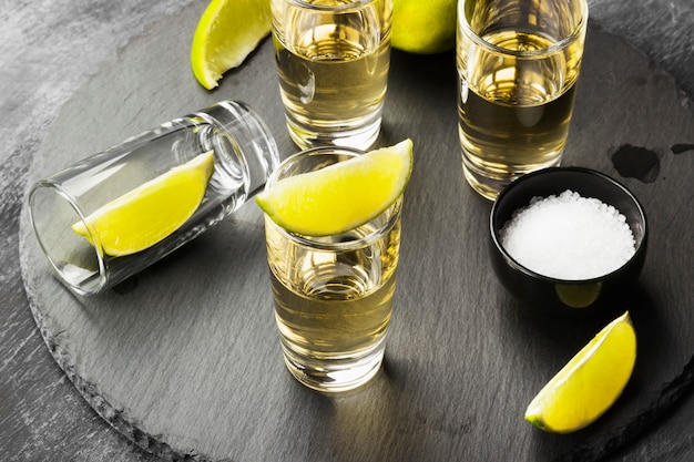 Tequila with lime and salt