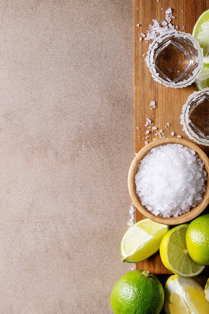 Tequila with salt and limes