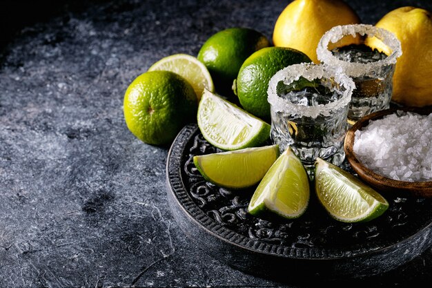 Tequila with salt and limes