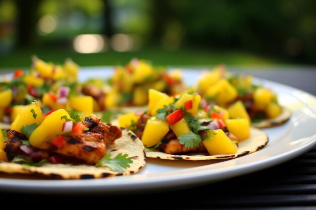 Teriyaki geglazuurde Tempeh Tacos met Ananas Mango Sal