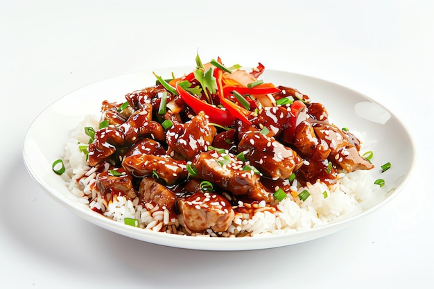 Photo teriyaki served on a plate isolated on a white background