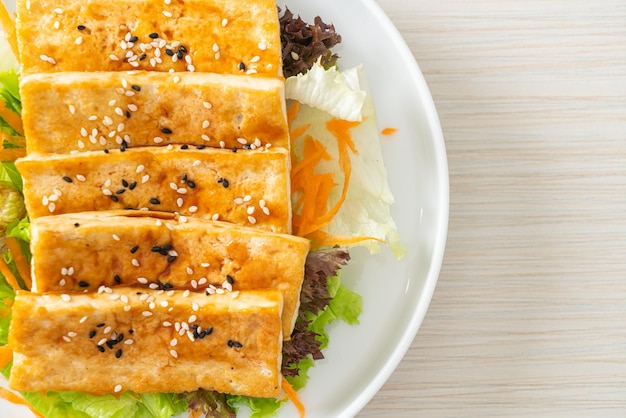 Teriyaki tofu salad with sesame - vegan and vegetarian food style