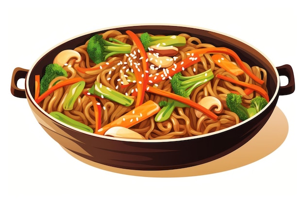 Teriyaki Veggie Noodle StirFry Icon op witte achtergrond