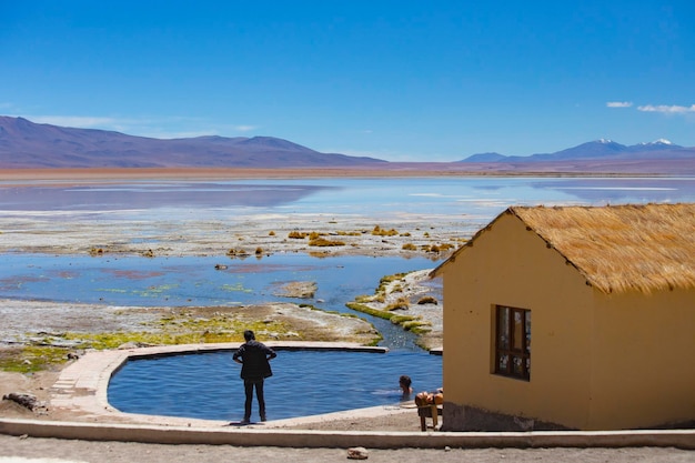 Termas de polques hot springs, aguas termales at salar de uyuni, bolivia