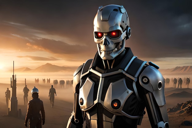 Terminator salvation robot background AI Generated