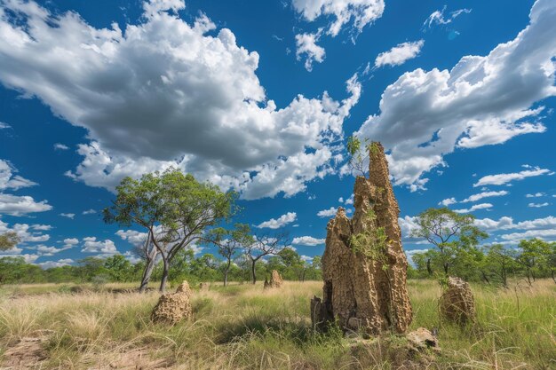 Photo termite mounds in kakadu national park majestic natural cathedrals towering the outback sky