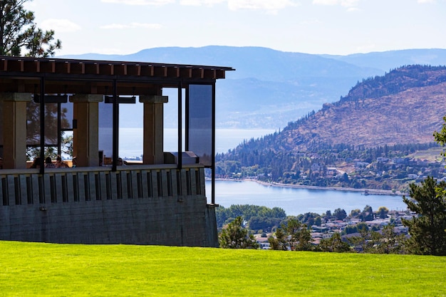 Terrace restaurant and wine testing at Mission Hill winery at Kelowna hill town, British Columbia