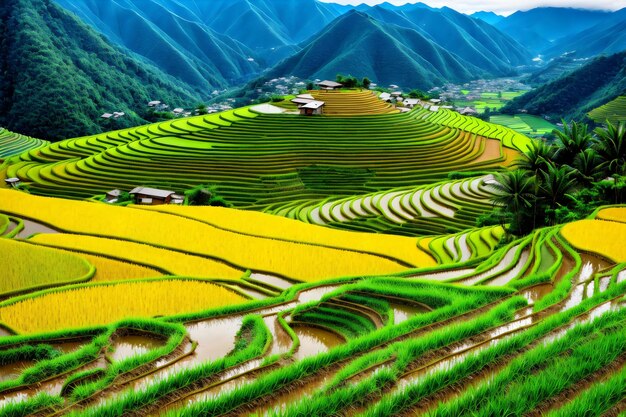 terraces rice fields on mountain