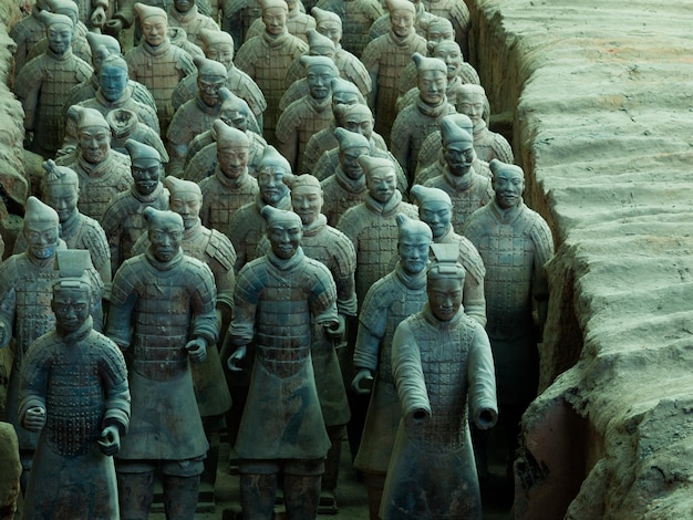 Foto l'esercito di terracotta a xian, in cina.