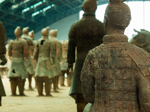 Foto l'esercito di terracotta a xian, in cina.