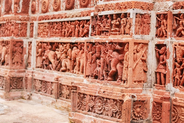 Terracotta Design in wall of popular Kantajew Temple of 18 Century in Bangladesh