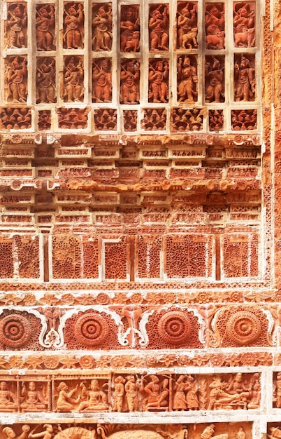 Terracotta Design in wall of popular Kantajew Temple of 18 Century in Bangladesh